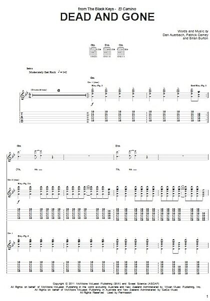 Dead And Gone - Guitar TAB, New, Main