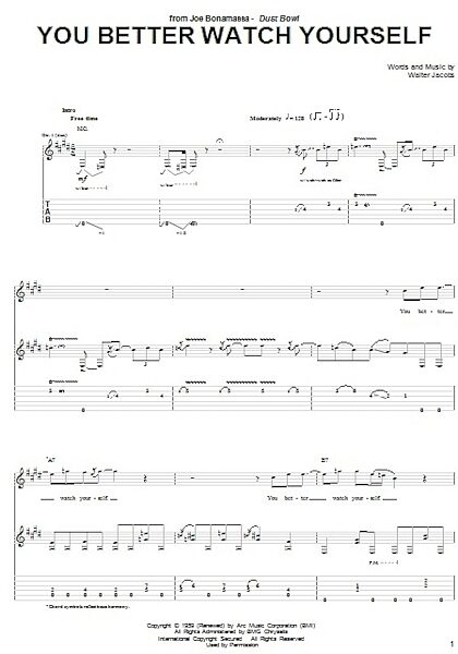You Better Watch Yourself - Guitar TAB, New, Main