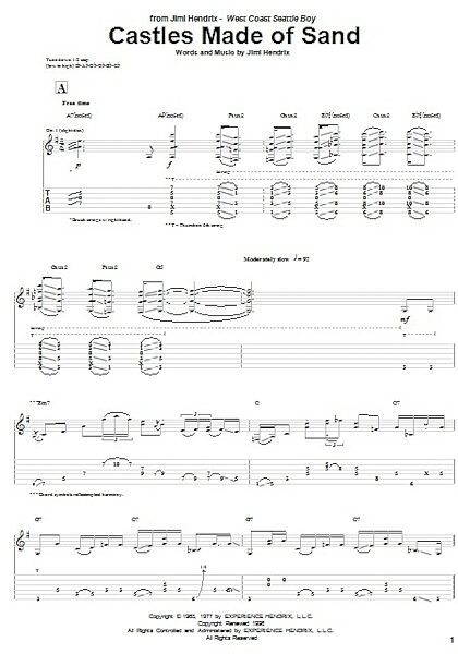 Castles Made Of Sand - Guitar TAB, New, Main