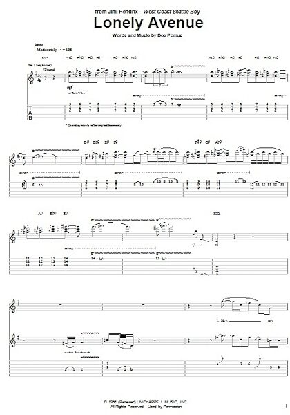 Lonely Avenue - Guitar TAB, New, Main