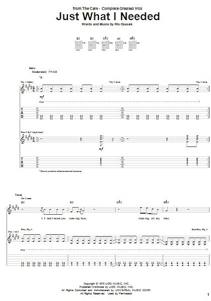 Just What I Needed - Guitar TAB, New, Main