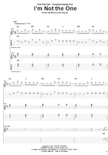 I'm Not The One - Guitar TAB, New, Main