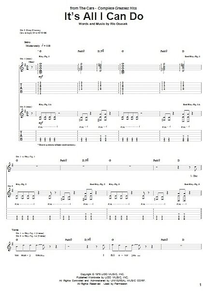 It's All I Can Do - Guitar TAB, New, Main