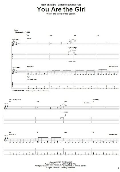 You Are The Girl - Guitar TAB, New, Main