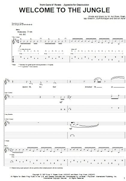 Welcome To The Jungle - Guitar TAB, New, Main