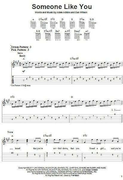 Someone Like You - Easy Guitar with TAB, New, Main
