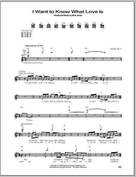 I Want To Know What Love Is - Guitar TAB, New, Main