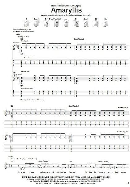 Amaryllis - Guitar TAB, New, Main