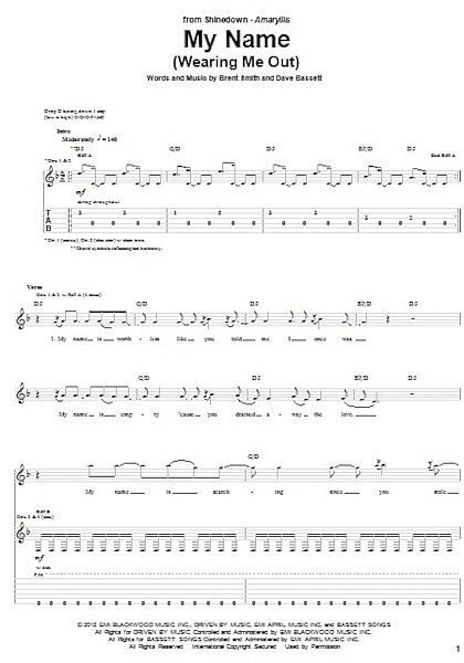 My Name (Wearing Me Out) - Guitar TAB, New, Main