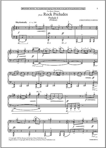 Prelude I (Wildcat) (from Rock Preludes) - Piano Solo, New, Main