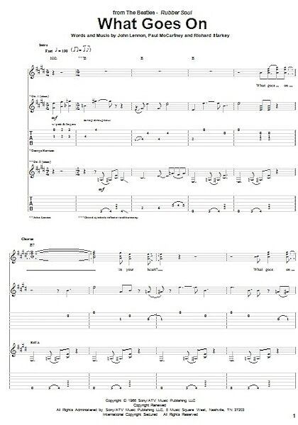 What Goes On - Guitar TAB, New, Main