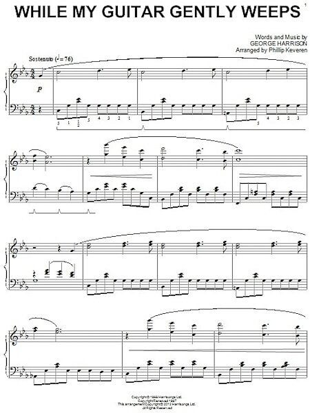 While My Guitar Gently Weeps - Piano Solo, New, Main