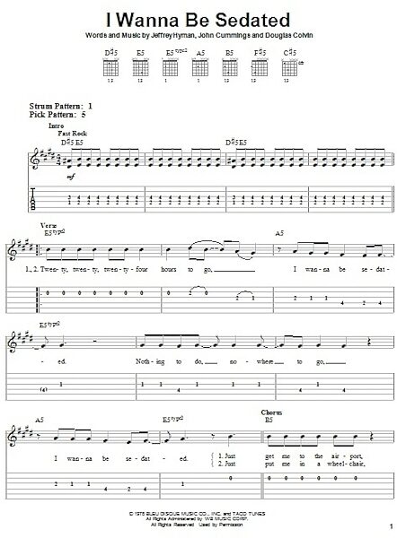 I Wanna Be Sedated - Easy Guitar with TAB, New, Main