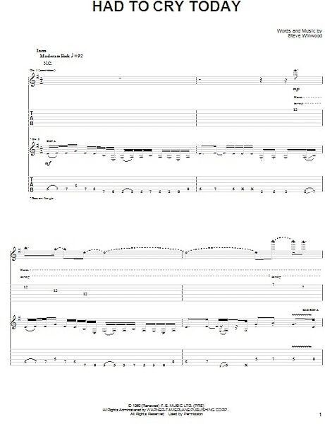 Had To Cry Today - Guitar TAB, New, Main