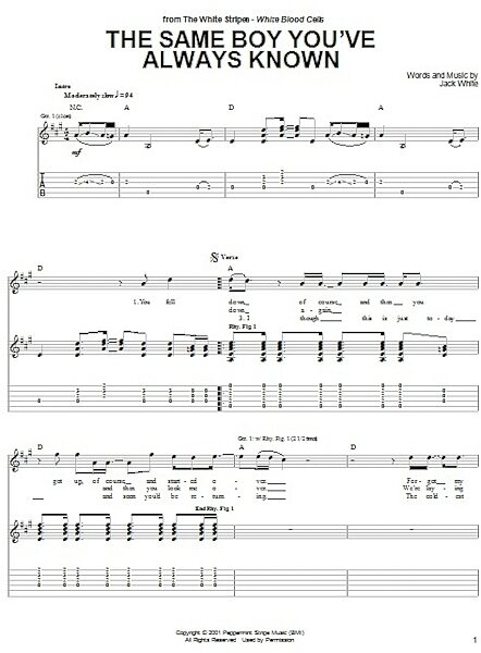 The Same Boy You've Always Known - Guitar TAB, New, Main