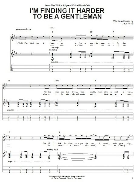 I'm Finding It Harder To Be A Gentleman - Guitar TAB, New, Main