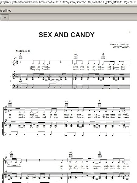 Sex And Candy - Piano/Vocal/Guitar, New, Main