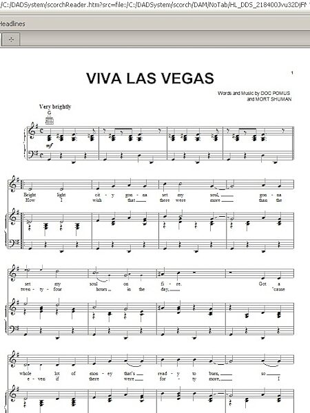 Viva Las Vegas - Piano/Vocal/Guitar, New, Main