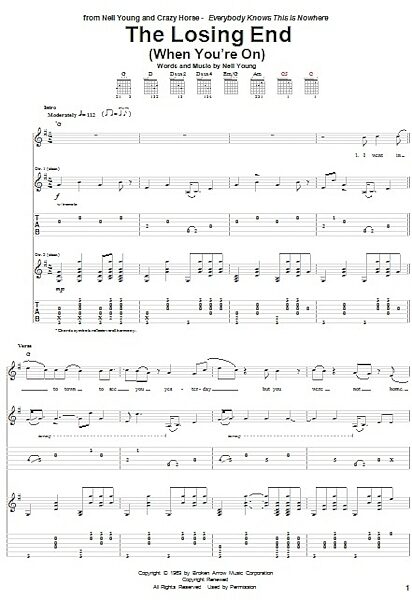 (When You're On) The Losing End - Guitar TAB, New, Main