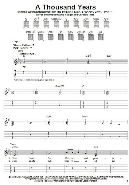 A Thousand Years - Easy Guitar with TAB, New, Main