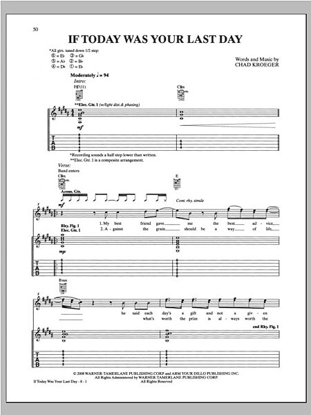 If Today Was Your Last Day - Guitar TAB, New, Main