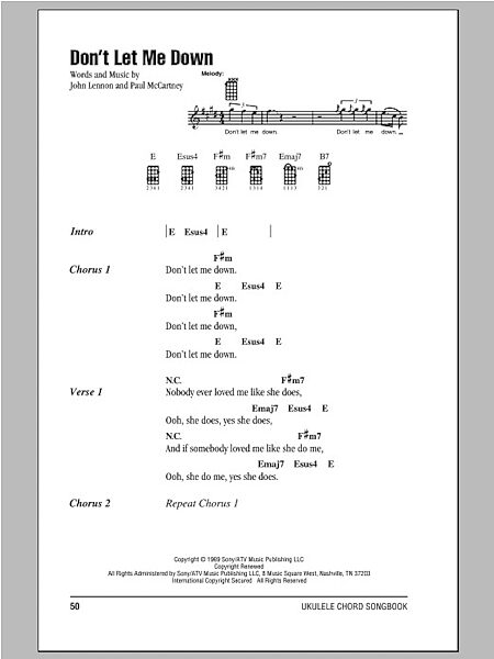 Don T Let Me Down Ukulele Chords Lyrics Zzounds