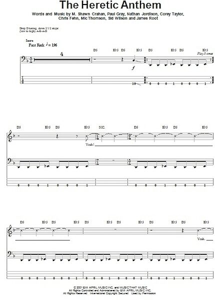 The Heretic Anthem - Bass Tab, New, Main