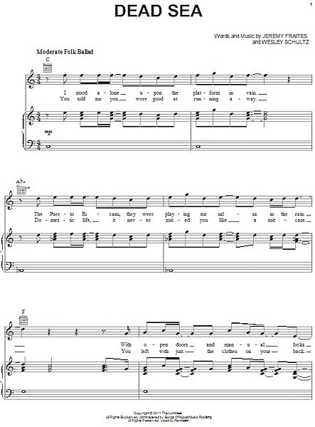 Dead Sea - Piano/Vocal/Guitar, New, Main