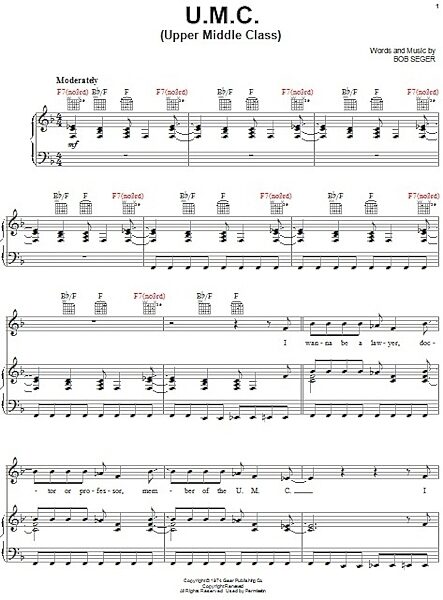 U.M.C. (Upper Middle Class) - Piano/Vocal/Guitar, New, Main