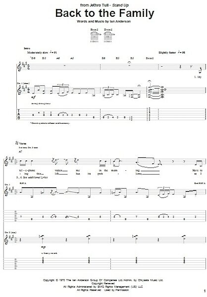 Back To The Family - Guitar TAB, New, Main