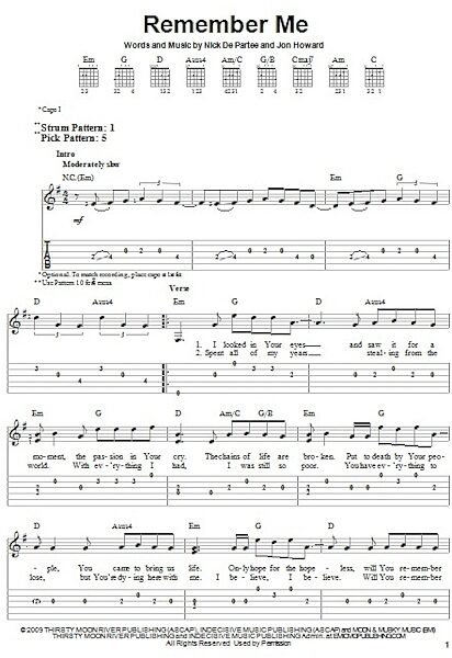 Remember Me - Easy Guitar with TAB, New, Main