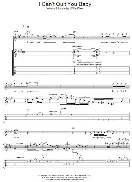 I Can't Quit You Baby - Guitar TAB, New, Main