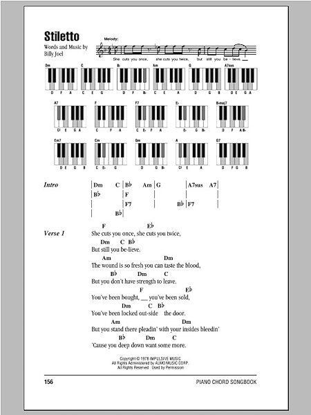 Stiletto - Piano Chords/Lyrics, New, Main