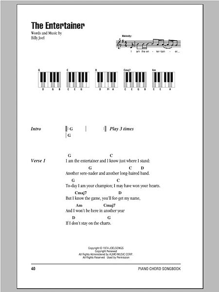 The Entertainer - Piano Chords/Lyrics, New, Main
