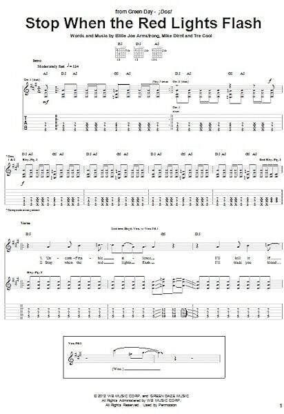 Stop When The Red Lights Flash - Guitar TAB, New, Main