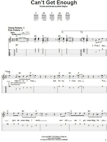 Can't Get Enough - Easy Guitar with TAB, New, Main