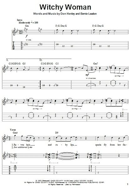 Witchy Woman - Guitar Tab Play-Along, New, Main