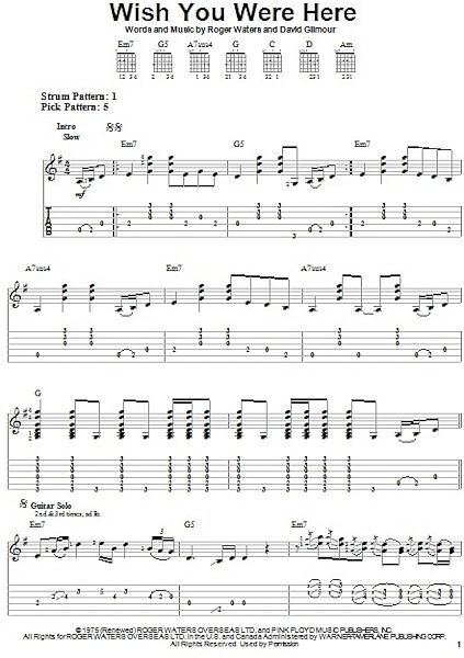 Wish You Were Here - Easy Guitar with TAB, New, Main