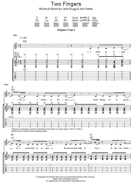 Two Fingers - Guitar TAB, New, Main