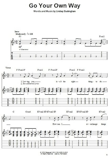 Go Your Own Way - Guitar Tab Play-Along, New, Main