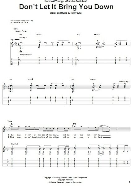 Don't Let It Bring You Down - Guitar TAB, New, Main