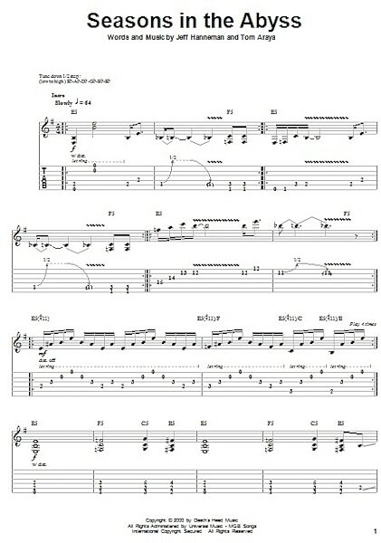 Seasons In The Abyss - Guitar Tab Play-Along, New, Main