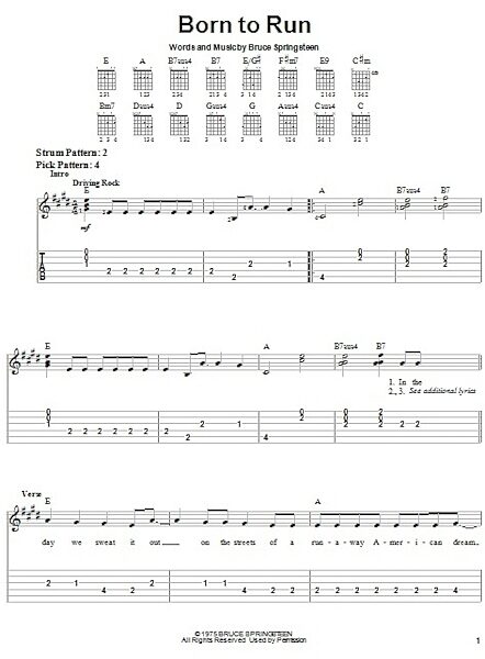 Born To Run - Easy Guitar with TAB, New, Main