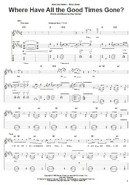 Where Have All The Good Times Gone? - Guitar TAB, New, Main