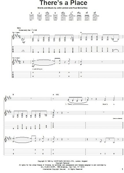 There's A Place - Guitar TAB, New, Main