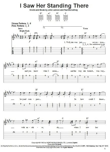 I Saw Her Standing There - Easy Guitar with TAB, New, Main