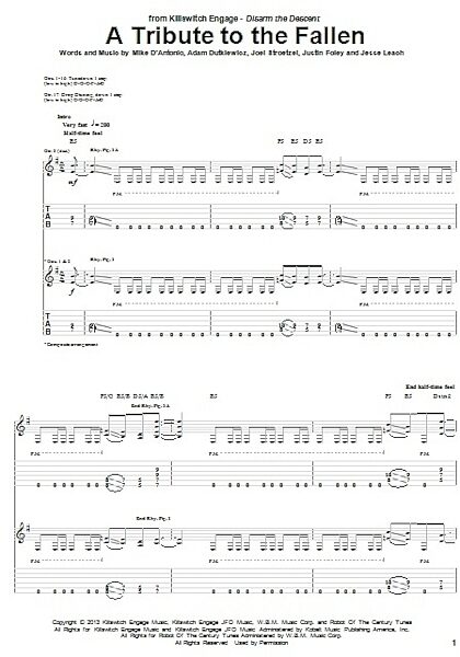 A Tribute To The Fallen - Guitar TAB, New, Main