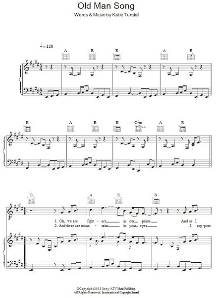 Old Man Song - Piano/Vocal/Guitar, New, Main