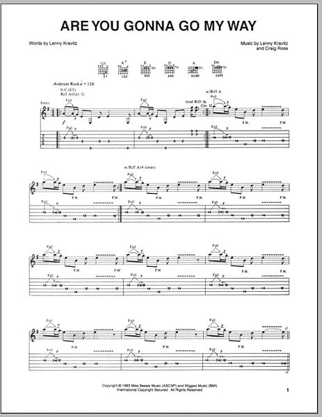 Are You Gonna Go My Way - Guitar TAB, New, Main