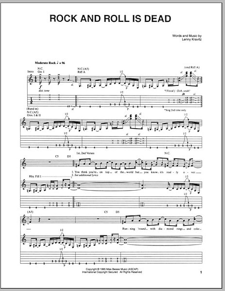 Rock And Roll Is Dead - Guitar TAB, New, Main